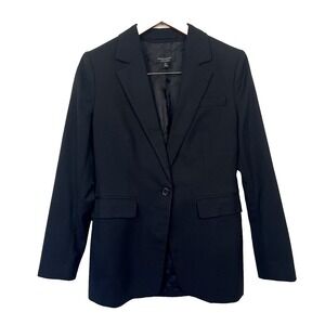 Banana Republic Womens Wool Blazer Sz 0 Black Fabbrica Alta Italy Preppy Office